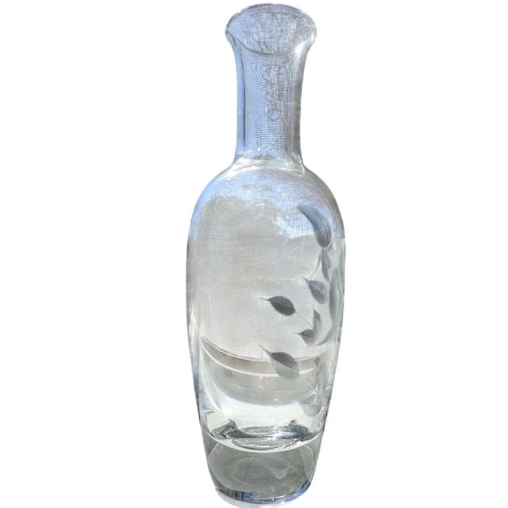 Lenox Crystal Bud Vase Etched Floral Clear Glass Flower Vase 8‎ Inch